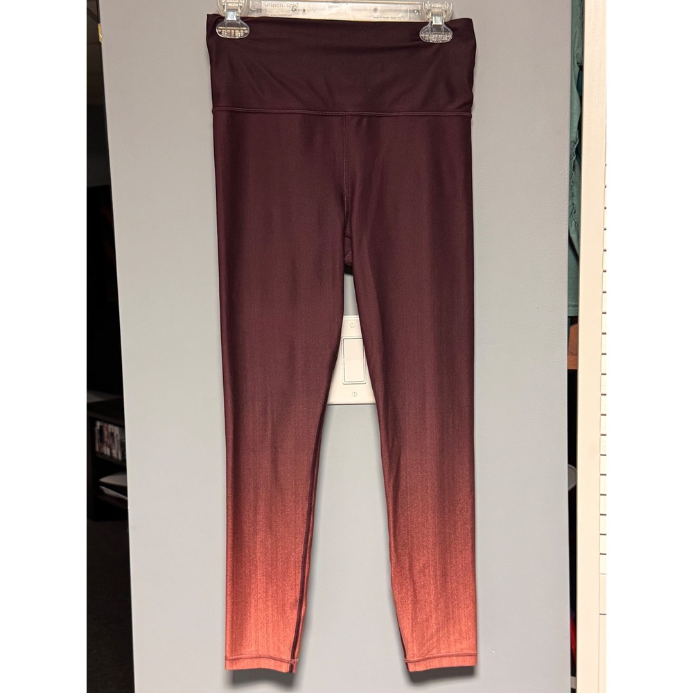 Athleta Elation 7/8 Tight Leggings Burgundy Ombre Fade High Rise Small Yoga